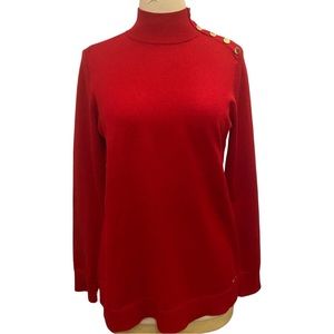 CALVIN KLEIN Vintage red mockneck sweater gold accents size Small